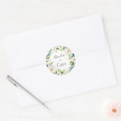 White Floral Wreath Wedding Classic Round Sticker (Umschlag)