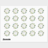 White Floral Wreath Wedding Classic Round Sticker (Blatt)