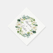 White Floral Wreath Wedding Paper Napkin Serviette (Ecke)