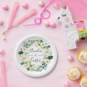White Floral Wreath Wedding Paper Plate Pappteller (Party)