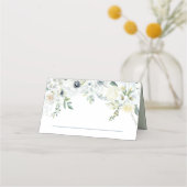 White Florals Eucalyptus Leaf Names Datum Hochzeit Platzkarte (Vorderseite)