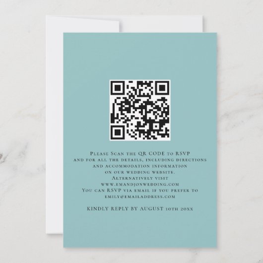 White Florals Eucalyptus QR Code Wedding Einladung (Rückseite)