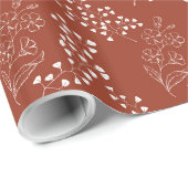 White Florals On Coffee Bean Wedding Wrapping  Geschenkpapier (Rolleneckpunkt)