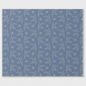 White Florals On Dusty Blue Wedding Wrapping Paper Geschenkpapier (Flach)