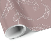 White Florals On Dusty Pink Wedding Wrapping Paper Geschenkpapier (Rolleneckpunkt)
