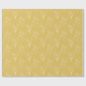 White Florals On Gold Wedding Wrapping Paper Geschenkpapier (Flach)
