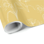 White Florals On Gold Wedding Wrapping Paper Geschenkpapier (Rolleneckpunkt)