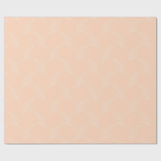 White Florals On Peach Wedding Wrapping Paper Geschenkpapier (Flach)