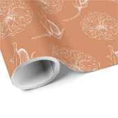 White Florals On Terracotta Wedding Wrapping  Geschenkpapier (Rolleneckpunkt)