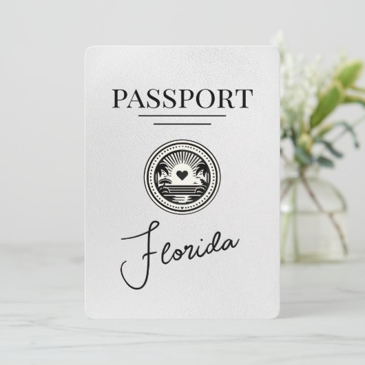 White Florida Passport Save the Date (Stehend Vorderseite)