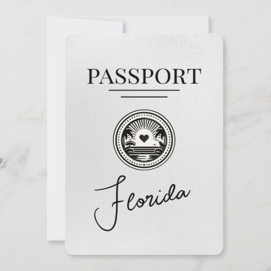 White Florida Passport Save the Date (Vorderseite)