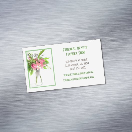 White Florist Magnetische Visitenkarte (Beispiel)
