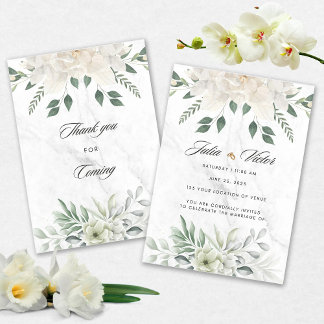 White Flower design Wedding Invition Einladung