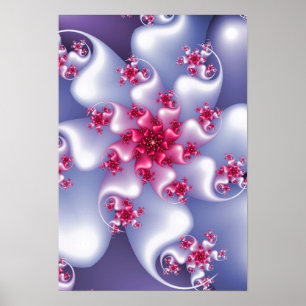 White Flower Fractal Poster