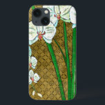 White Flowers and Green Stems on Brown Border Case-Mate iPhone Hülle<br><div class="desc">White flowers hang off green stems in this piece by Chariklia Zarris. Set against a tan background and surrounded by a brown border this is a simple but elegant painting. Add it to your home and enjoy the beauty!</div>