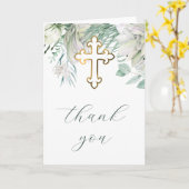 White Flowers and Greenery Religious Thank You Karte (Gelbe Blume)