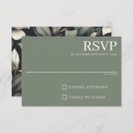White Flowers and Greenery RSVP Karte