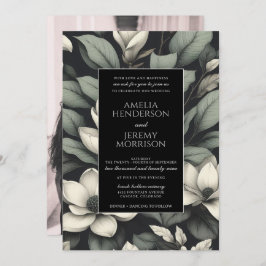 White Flowers and Greenery Wedding Einladung