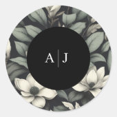 White Flowers and Greenery Wedding Runder Aufkleber (Vorderseite)