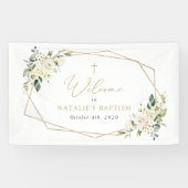 White Flowers, Cream Flowers, Baptism Welcome Banner (Horizontal)