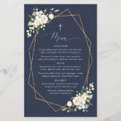 White Flowers, Cream Flowers, Boho, Baptism Menu (Vorderseite)