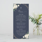 White Flowers, Cream Flowers, Boho, Baptism Menu Menükarte (Stehend Vorderseite)