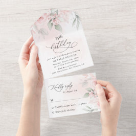 White Flowers, Cream Flowers, Boho, Birthday All In One Einladung