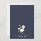 White Flowers, Cream Flowers, Boho, Birthday Einladung (Rückseite)