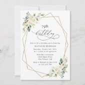 White Flowers, Cream Flowers, Boho, Birthday Einladung (Vorderseite)