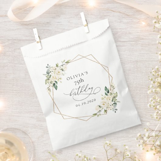 White Flowers, Cream Flowers, Boho, Birthday Geschenktütchen (Ausgeschnitten)