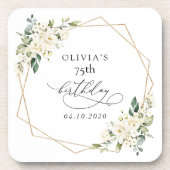 White Flowers, Cream Flowers, Boho, Birthday Getränkeuntersetzer (Vorderseite)