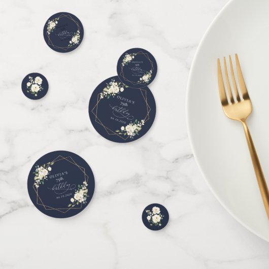 White Flowers, Cream Flowers, Boho, Birthday Konfetti (Gruppe)