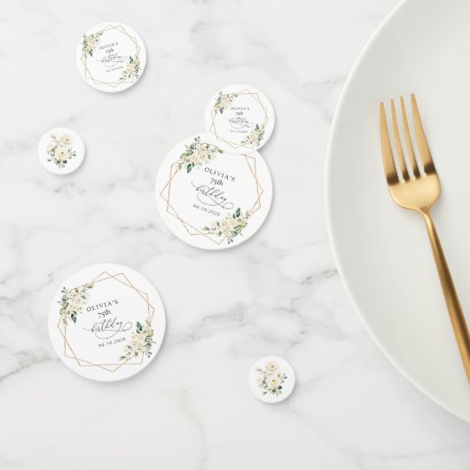 White Flowers, Cream Flowers, Boho, Birthday Konfetti (Gruppe)