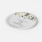 White Flowers, Cream Flowers, Boho, Birthday Pappteller (Schrägansicht)