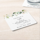 White Flowers, Cream Flowers, Boho, Birthday Rechteckiger Pappuntersetzer (angewinkelt)