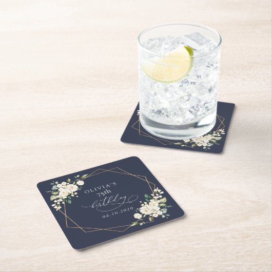 White Flowers, Cream Flowers, Boho, Birthday Rechteckiger Pappuntersetzer (Vor Ort)