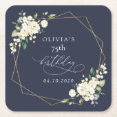 White Flowers, Cream Flowers, Boho, Birthday Rechteckiger Pappuntersetzer (Vorderseite)