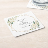 White Flowers, Cream Flowers, Boho, Birthday Rechteckiger Pappuntersetzer (angewinkelt)