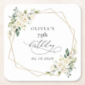 White Flowers, Cream Flowers, Boho, Birthday Rechteckiger Pappuntersetzer (Vorderseite)