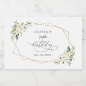 White Flowers, Cream Flowers, Boho, Birthday Schaumweinetikett (Einzelnes Label)