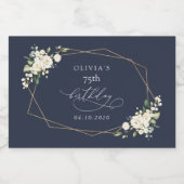 White Flowers, Cream Flowers, Boho, Birthday Schaumweinetikett (Einzelnes Label)