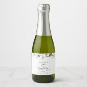 White Flowers, Cream Flowers, Boho, Birthday Schaumweinetikett (Vorderseite)