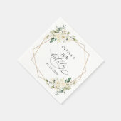 White Flowers, Cream Flowers, Boho, Birthday Serviette (Ecke)