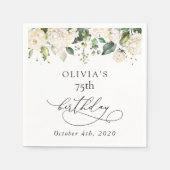 White Flowers, Cream Flowers, Boho, Birthday Serviette (Vorderseite)