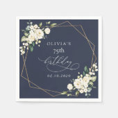 White Flowers, Cream Flowers, Boho, Birthday Serviette (Vorderseite)