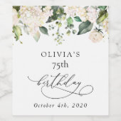 White Flowers, Cream Flowers, Boho, Birthday Weinetikett (Einzelnes Label)