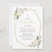 White Flowers, Cream Flowers, Boho, Confirmation Einladung (Vorderseite)