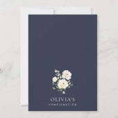 White Flowers, Cream Flowers, Boho, Confirmation Einladung (Rückseite)
