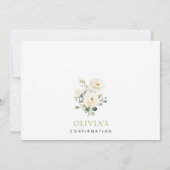 White Flowers, Cream Flowers, Boho, Confirmation Einladung (Rückseite)