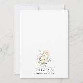 White Flowers, Cream Flowers, Boho, Confirmation Einladung (Rückseite)